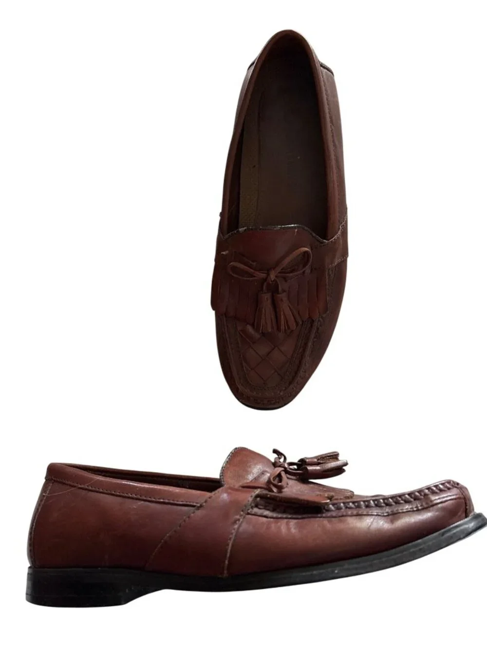 Vintage Johnston & Murphy Mens Brown Leather Tassel Loafers Size 9.5M